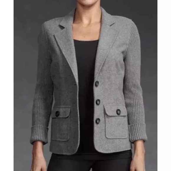 ❗SOLD❗CAbi blazer jacket wool blend felted ribbed - Picture 2 of 8